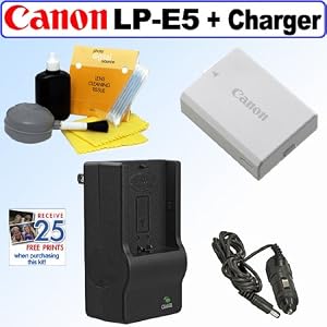 Canon LP-E5 Rechargeable Li-Ion Battery Pack + AC/DC Battery Charger for Canon Digital Rebel XS, XSi, & T1i SLR Digital Cameras