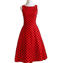 Cotton Polka Dot Print Spring Summer Fall Sleeveless Party Dress 