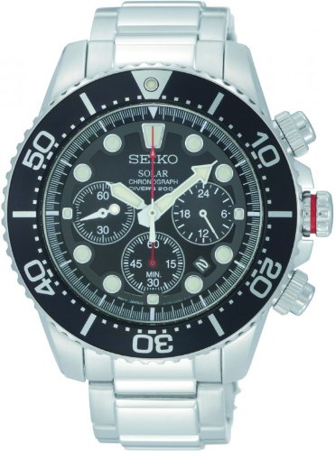Seiko Mens SSC015 Black Dial Watch