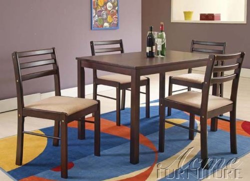 5pc Casual Dining Table & Chairs Set in Espresso Finish