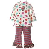 New Infant Baby Girl Clothes IVORY Polka Dot Top Pant Fall MIS TEE V-US 6-24M