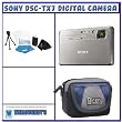 Sony DSC-TX7 10.2 MP CMOS Digital Camera with 4x Zoom with Optical Steady Shot Image Stabilization (Silver) + Starter Pack # 1