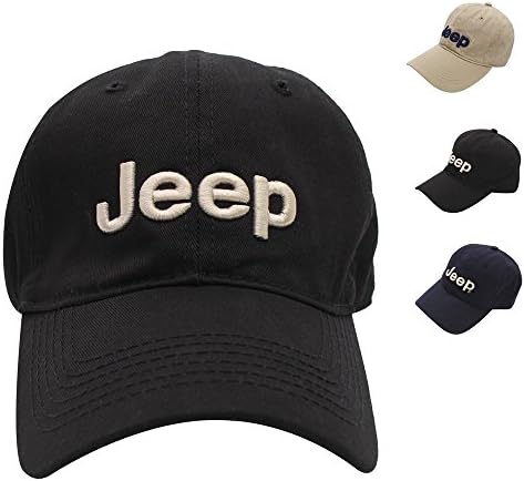 Amonster 3D Embroidered Jeep Logo Mens Cap Hat Adjustable One Size Black Color