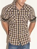GUESS Spence Sidewinder Shirt, GOLD CASHMERE (SMALL)