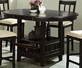 IMAGE OF Counter Height Dining Table with Storage Base Dark Cherry Finish