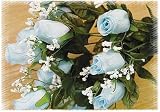 Set of 3-Light Blue Silk Closed Rose Bud Bushes