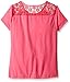 Dream Star Girls' Short Sleeve Glitter Screen Lace Shoulder and Back Yoke