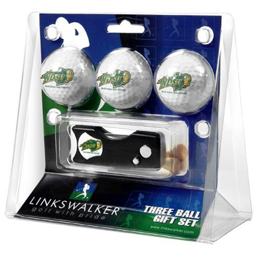 North Dakota State Bison Ncaa 3 Golf Ball Gift Pack W/ Spring Action Divot Tool