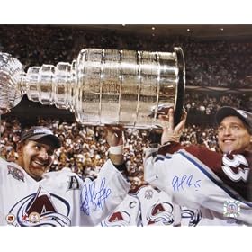 Buy Patrick Roy and Ray Bourque Colorado Avalanche - Holding Stanley Cup - Autographed 16x20 Photograph
