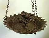 Cast Iron Sunflower and Bird Hanging Birdbath/Bird Feeder