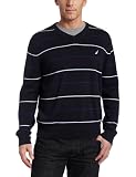 Nautica Men's V Neck Stripe Sweater