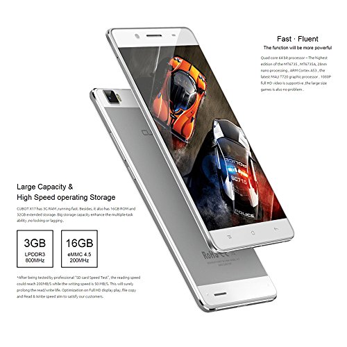 Imagen 3 de Cubot X17 4G LTE Smartphone 5.0 FHD 1080 * 1920 Android 5.1 MTK6735 1.3GHz Quad Core 64 bits 16.0MP 3G RAM 16G ROM Doble Tarjeta