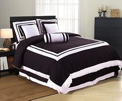 7 Pieces Caprice Black and White Hotel Comforter Bed-in-a-bag Set California-cal King Size Bedding