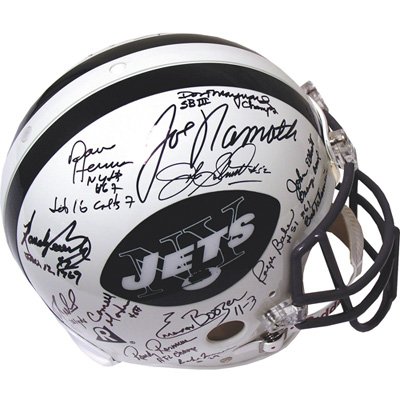 Steiner Sports NFL New York Jets 1969 Team Signed NFL Throwback Helmet Signed in Black