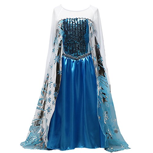 Mini Kittty Girls Snow Queen Elsa Party Dress Costume Princess Cosplay Dress Up