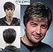 ATOZWIG@Quality Men Short Cool Lolita Black Grey Mix Wig Capless Caps Comb+Clip+Wig Cap
