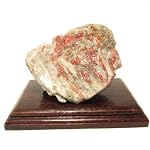 Realgar Mineral 01 Red Crystal White Ulexite Specimen w/ Wood Stand