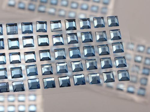 8mm Blue LQ05 Stick On Square Gems For Cards And Invitations - 50/SHT