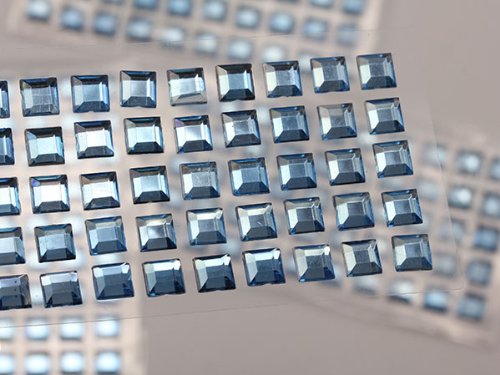 8mm Blue LQ05 Stick On Square Gems For Cards And Invitations - 50/SHT