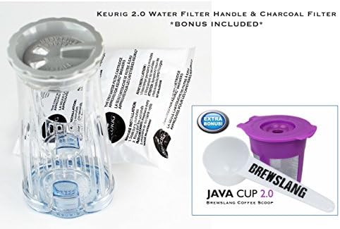 Keurig 2.0 Water Filter Starter Kit plus *Bonus* JAVA CUP 2.0 and Brewslang Cofee Scoop - Fits all K200 Plus Series, K200, K225, K250 - By BREWSLANG