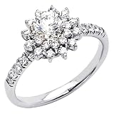 14K White Gold Round-cut 1.25 CTW Equivalent CZ Cubic Zirconia Ladies Solitaire Wedding Engagement Ring Band