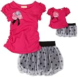 Dollie & Me Girls 2-6x Short Sleeve Tee With Bubble Skooter Skirt