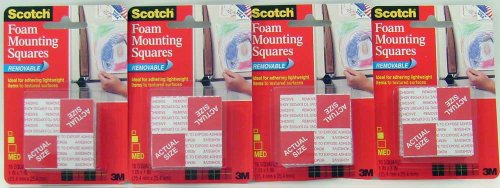 Scotch 3m Removable Foam 1 Mounting Squares #108 4Pack FREE SHIPPING