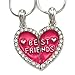 Soulbreezecollection Best Friends Forever BFF Pink Heart Necklace Pendant Enamel Engraved Letters