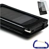Premium Black Microsoft Zune HD 16 GB / 32 GB Faux Leather Case, Screen Protector, and Free Carabiner Key Chain