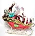 Grey Kitty Santa Cat in a Sleigh Glass Christmas Ornament