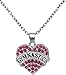Silver Tone and Fuchsia/Pink Crystal Heart Shaped 