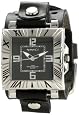 Nemesis Men`s B034K Signature Stainless Steel Square Black Dial Leather Cuff Watch