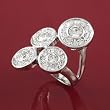 Silvertone Round-cut CZ Circle Design Fashion Ring