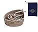 Modeway Men's&Women's Elastic Fabric Woven Stretch Belt Leather Inlay With Silver Buckle