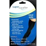 SUPER TRAVELLER Compression Travel Flight Socks Size 3-6, 35-39 SMALL - BLACK'