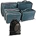 JAVOedge 5 Piece Nylon Travel Packing / Home Storage Organizer Cube Set with Mesh and Zippers, Bonus Drawstring Bag