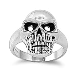 Rhodium Plated Brass Wedding & Engagement Ring Skull Ring 18MM ( Size 7 to 13)