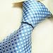 T4061 Designer Necktie Hand Made White Blue Ties Checkers Necktie for Men 100% Jacquard Woven Pure Silk Mens Neck Tie Neckwear Set