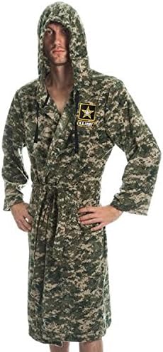 Army Strong Camouflage Fleece Adult Lounge Hooded Bath Robe, Size L/XL