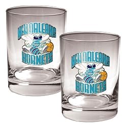 New Orleans Hornets NBA 2pc Rocks Glass Set - Primary Logo by Great American Products