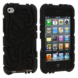Black Totem Cool Wave Design Silicone Skin Case Cover Accessory for Apple Ipod Touch 4th Generation 4g 4 8gb 32gb 64gb By Electromaster