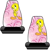 Tweety Bird Happy Tweety Pink Car Truck SUV Bucket Seat Covers - Pair