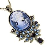 Blue Cameo with Crystal Pendant Necklace Fashion Jewelry 51RkS4uWCYL. SL160 Blue Cameo with Crystal Pendant Necklace Fashion Jewelry