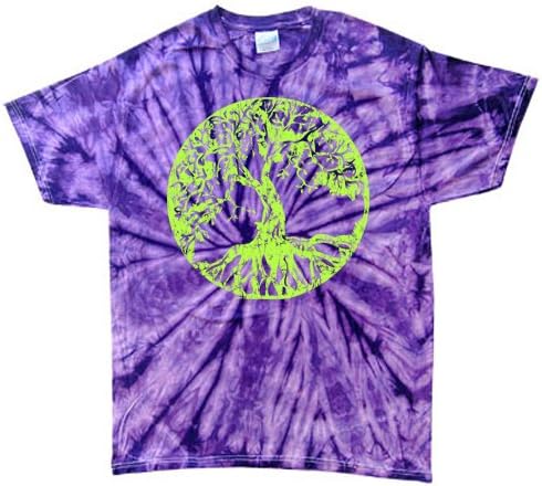 YT013VXL Purple Tree of Life Tie Dye Tee 3.6 Poly Cotton T Shirt T-Shirt Tie Dye Tee