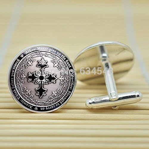 Pretty Lee Assassin'S Creed Emblem Four Musketeers In Silver Cufflinks Glass Cabochon Cufflinks C3173