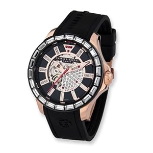 Rose Ip-pltd Blk Strap Stnlss Steel Automatic Watch by Charles Hubert Paris Watches, Best Quality Free Gift Box Satisfaction Guaranteed