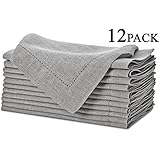 100% Linen Hemstitch Napkins - (Set of 12) Size 20x20 Charcoal - Hand Crafted and Hand Stitched Napkins with Hemstitch detailing. The pure Linen fabric works well in both casual and formal settings