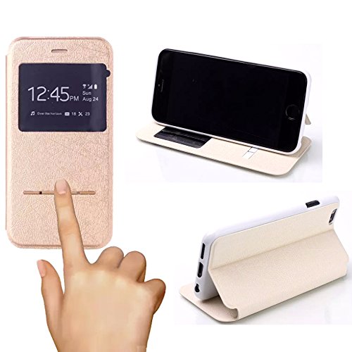 iPhone 6 Plus Case,Candywe#01 Case for iPhone 6 Plus (5.5),iPhone 6 Plus leather,iPhone 6 Plus leather case,Luxury Windows Design Flip leather case cover for iPhone 6 Plus (5.5) (2014)Gold