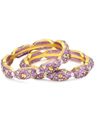 Chamak by priya kakkar 2 Purple Crystal Bangle Bracelet with Gold Hardware