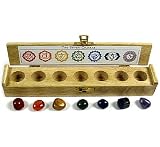 Indoor Fountains item: 7 CHAKRA STONES SET ~ Tumbled Chakra Stones w/ Wooden Box & Velvet Pouch ~ Jasper, Aventurine, Lapis Lazuli, & Amethyst
